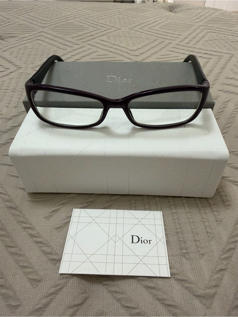 Dior Women's Rectangular Glasses in Dark Plum and Black